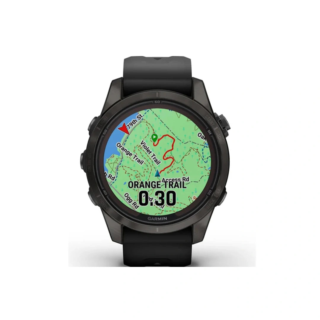 Garmin Fenix 7S Pro Sapphire Solar Edition Carbon Grey Titanium with Black Band in Qatar Garmin Fenix 7S Pro Sapphire Solar Edition Carbon Grey Titanium with Black Band in Qatar